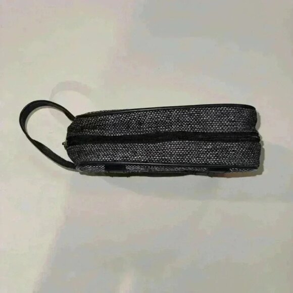 Vintage Fifth Avenue Blue Tweed Small Toiletry Makeup Cosmetic Bag Travel - Picture 7 of 8